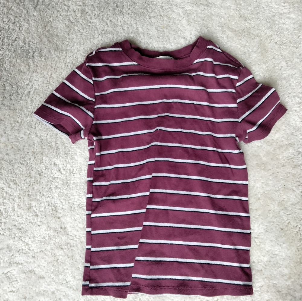 Maroon striped T shirt